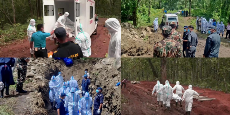 Body bags in the forest – Mass burials of unidentified victims held in Nepal after deadly floods