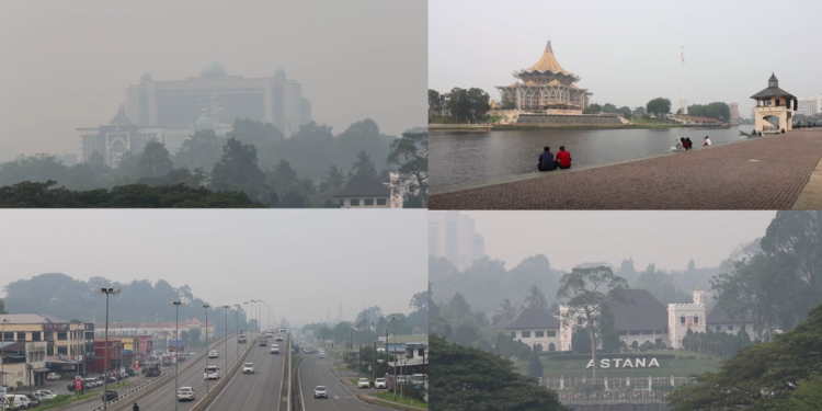 Kuching,Malaysia skyline turns grey as Serian pollution reading rockets past emergency threshold
