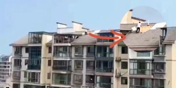 Woman Uses High-Rise Rooftop To Dry Her Laundary