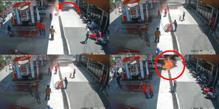 Motorcycle Bursts Into Flames At Indonesian Petrol Station, Manager Dies After Fighting Fire