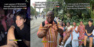 TikToker Meets Ghanaian Online Friends, Introduces Them To Singapore And Its Famous Durian